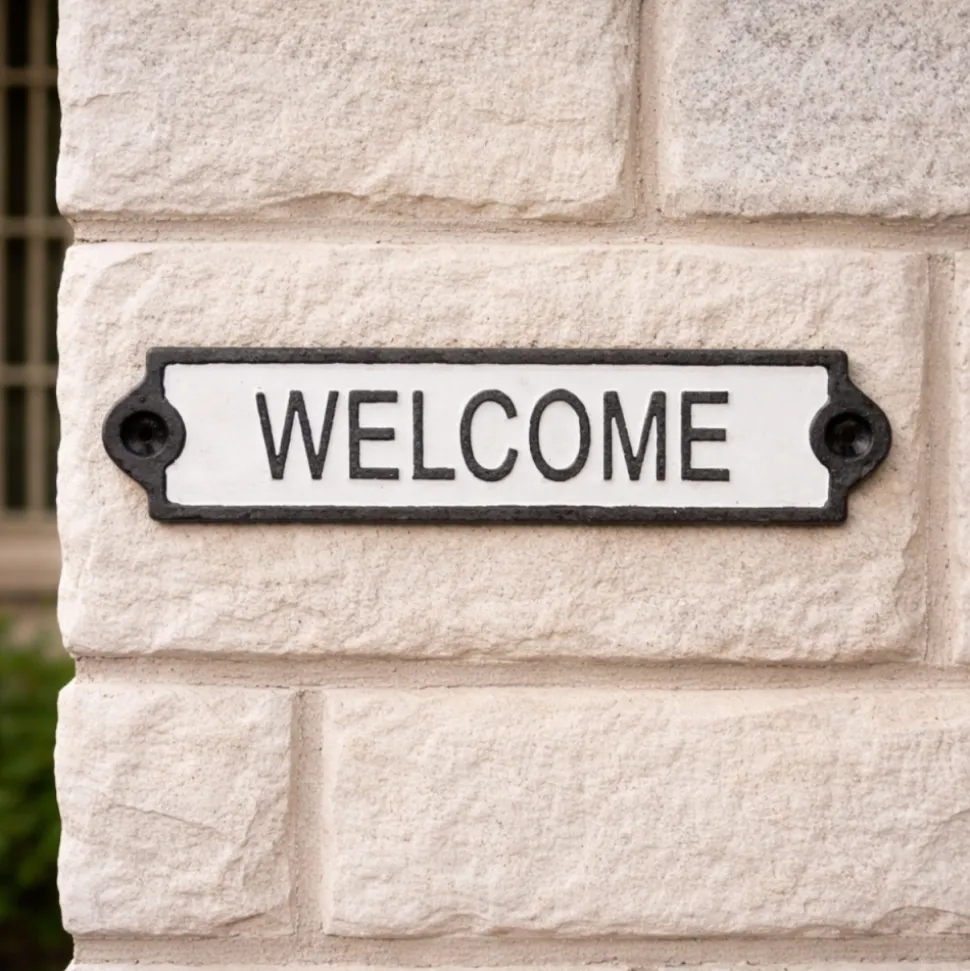 Dekoracyjny metalowy szyld na drzwi Welcome
