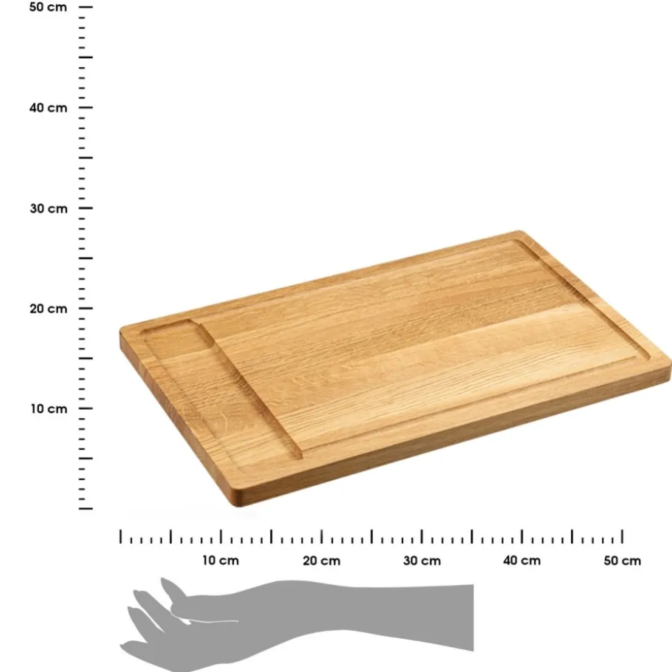 Deska do serwowania dębowa FSC z miejscem na dodatki 45x28x2 cm