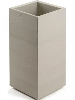 Donica Betonique na kółkach deska recykling beż 30x30xh60 cm