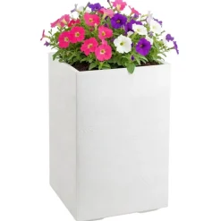 Donica Betonique na kółkach deska recykling kremowy H60x40 cm