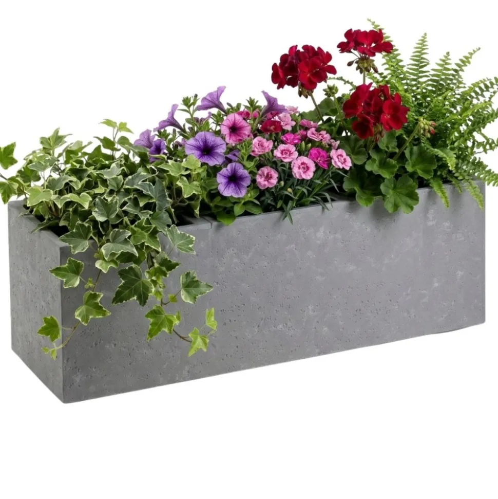 Donica Betonique na kółkach szary beton 90x30xh30 cm
