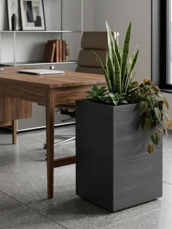 Donica Betonique na kółkach deska recykling antracyt H60x40 cm