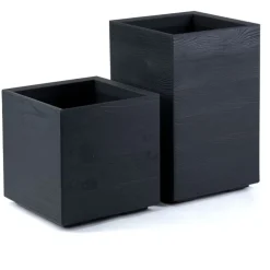 Donica Betonique na kółkach deska recykling antracyt H60x40 cm