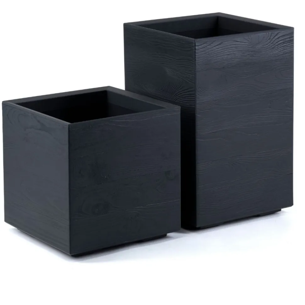 Donica Betonique na kółkach deska recykling antracyt H60x40 cm
