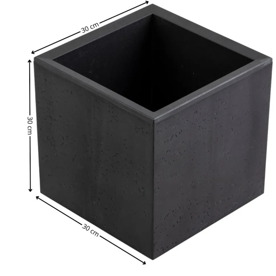 Donica Betonique na kółkach recykling czarny 30x30xh30 cm