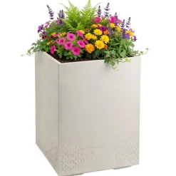 Donica Betonique na kółkach beton recykling beż H60x40 cm