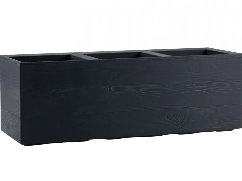 Donica Betonique na kółkach deska recykling antracyt 90x30xh30 cm