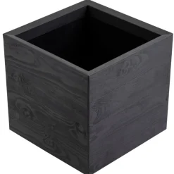 Donica Betonique na kółkach deska recykling czarny 40x40xh40 cm