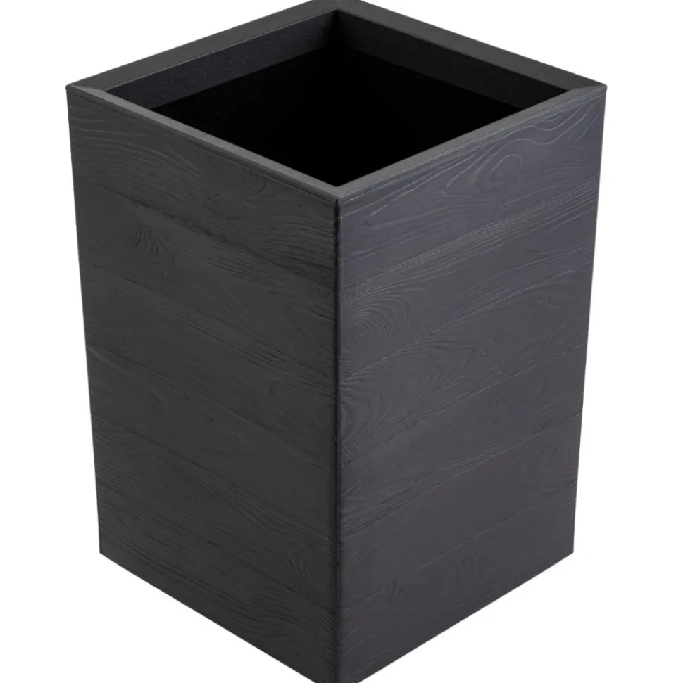 Donica Betonique na kółkach deska recykling czarny H60x40 cm