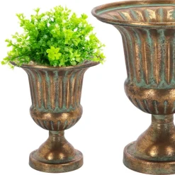 Donica dekoracyjna z metalu w stylu vintage h23,8 cm