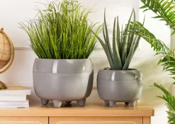 Donica na nóżkach botanica szara 23xh18 cm