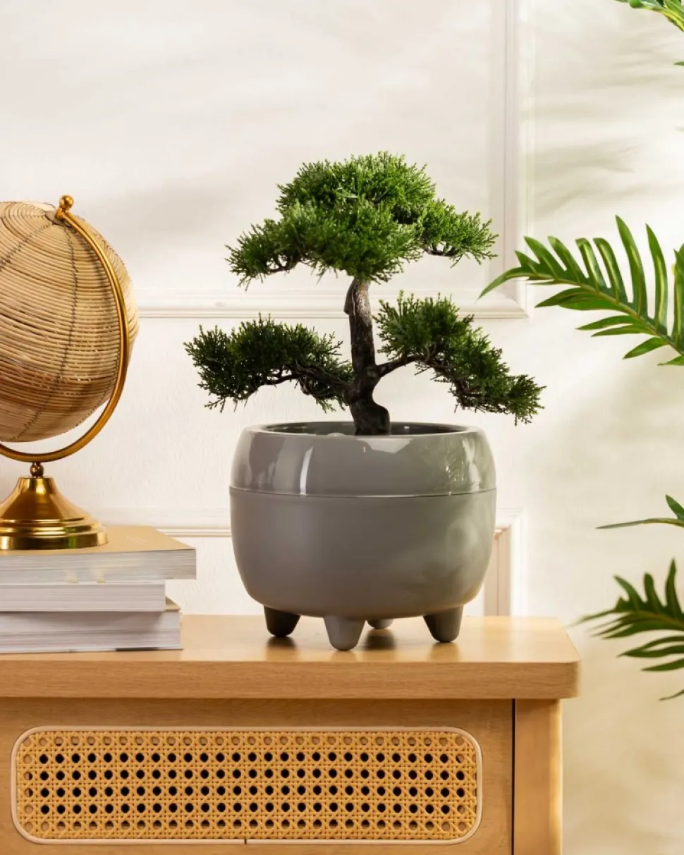 Donica na nóżkach botanica szara 23xh18 cm