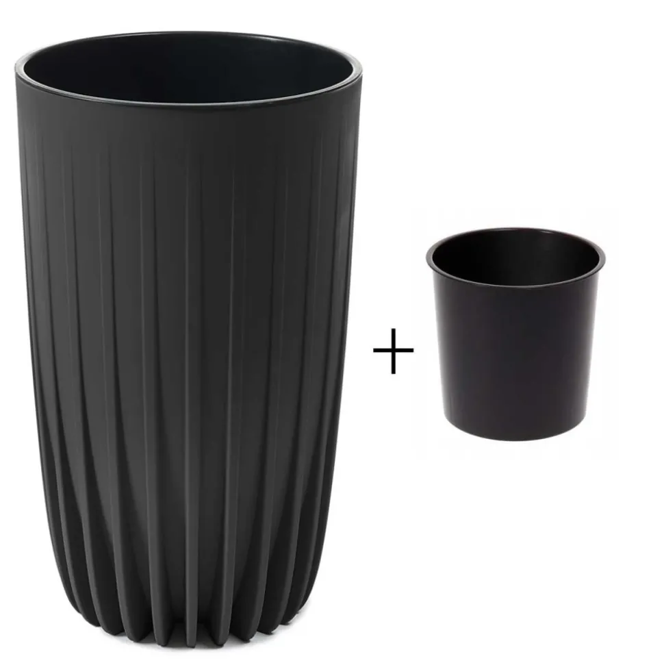 Donica Stripped Wysoka ECO recykling czarna 30xh51cm