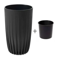 Donica Stripped Wysoka ECO recykling czarna 25xh42 cm