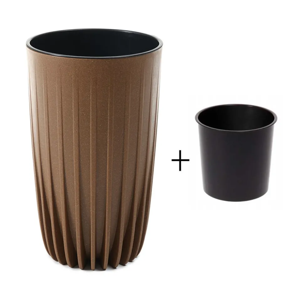 Donica Stripped Wysoka ECO wood naturalne drewno 25xh42 cm