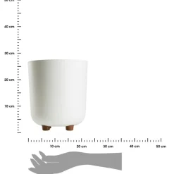 Donica TERRA na nóżkach recykling kremowa h27,4x24,2 cm