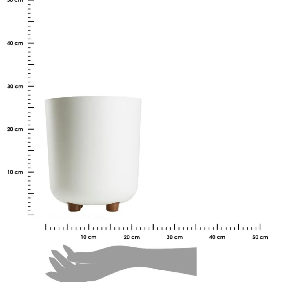 Donica TERRA na nóżkach recykling kremowa h27,4x24,2 cm