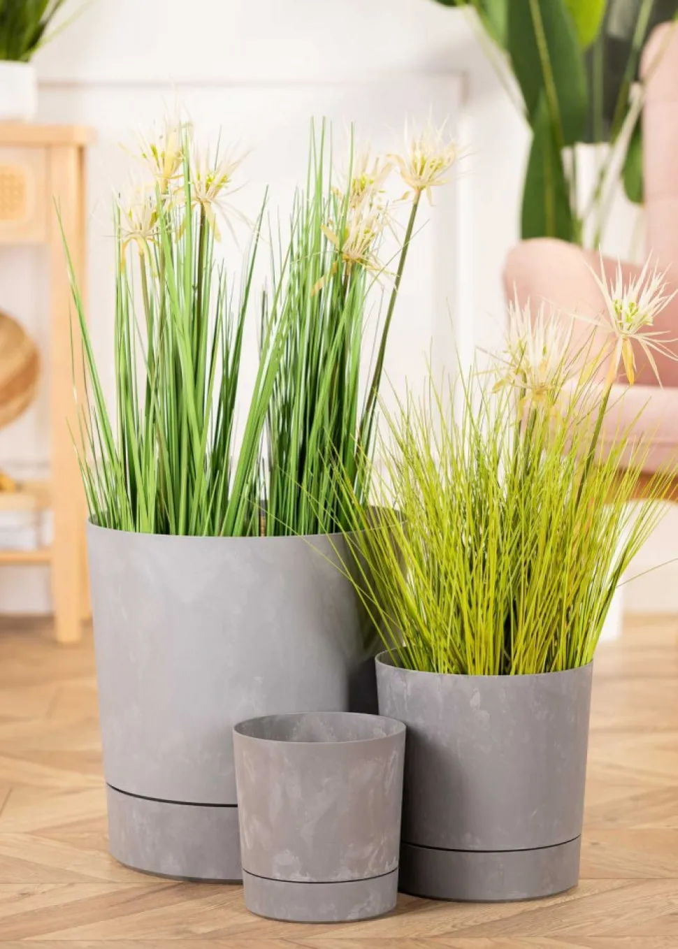 Donica z podstawką Azalea recykling szary beton 22 cm