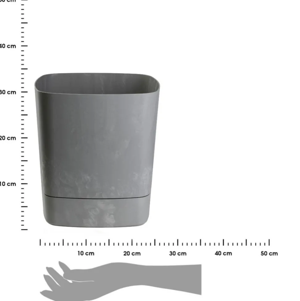 Donica z podstawką CUBI recykling szary beton 34x34 cm