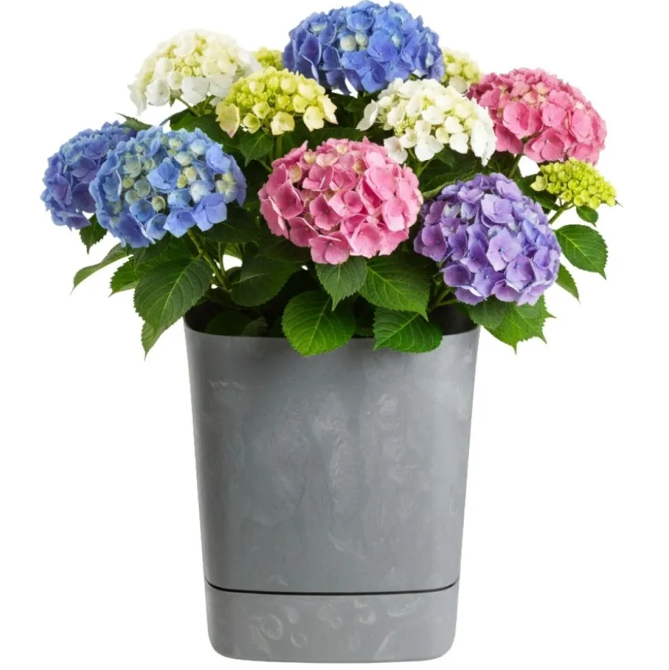 Donica z podstawką CUBI recykling szary beton 34x34 cm