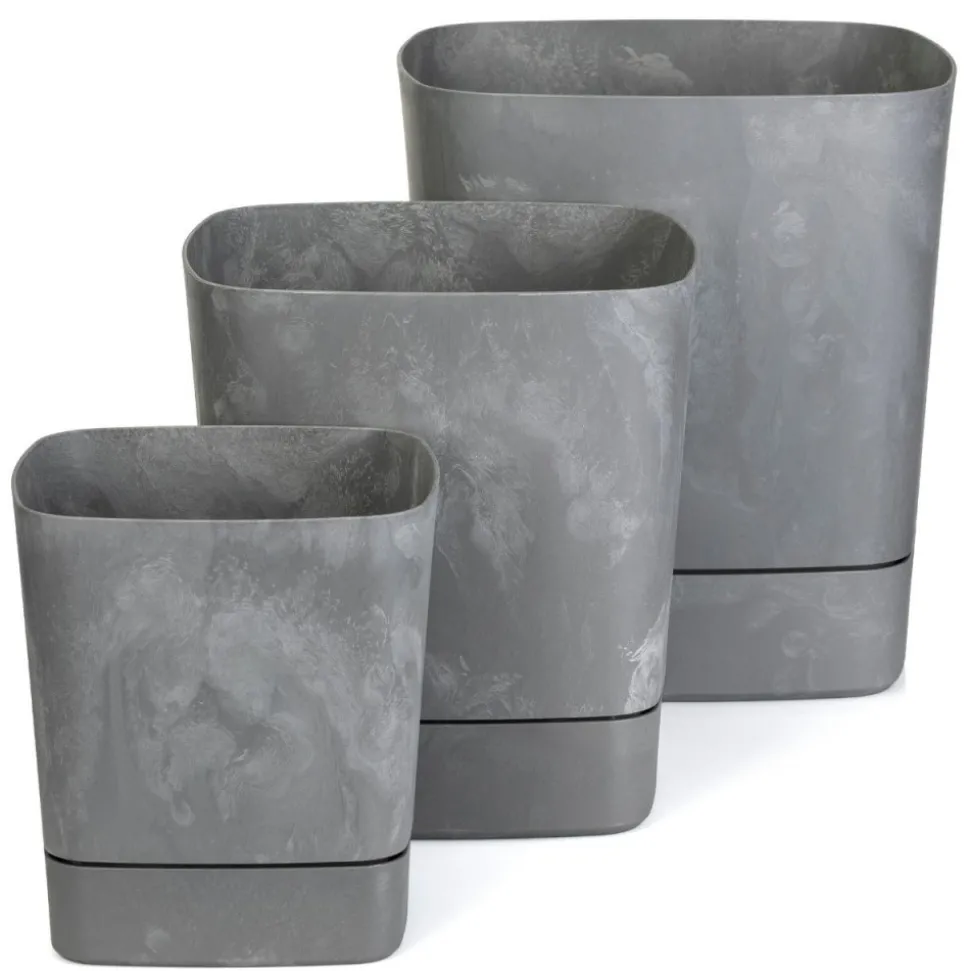Donica z podstawką CUBI recykling szary beton 34x34 cm