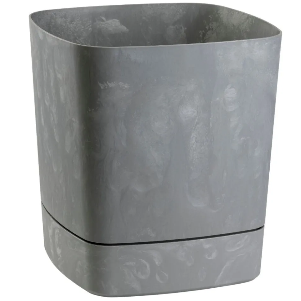 Donica z podstawką CUBI recykling szary beton 34x34 cm