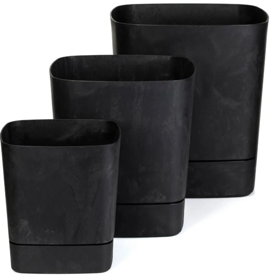 Donica z podstawką CUBI recykling czarny beton 25x25 cm