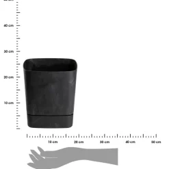 Donica z podstawką CUBI recykling czarny beton 25x25 cm