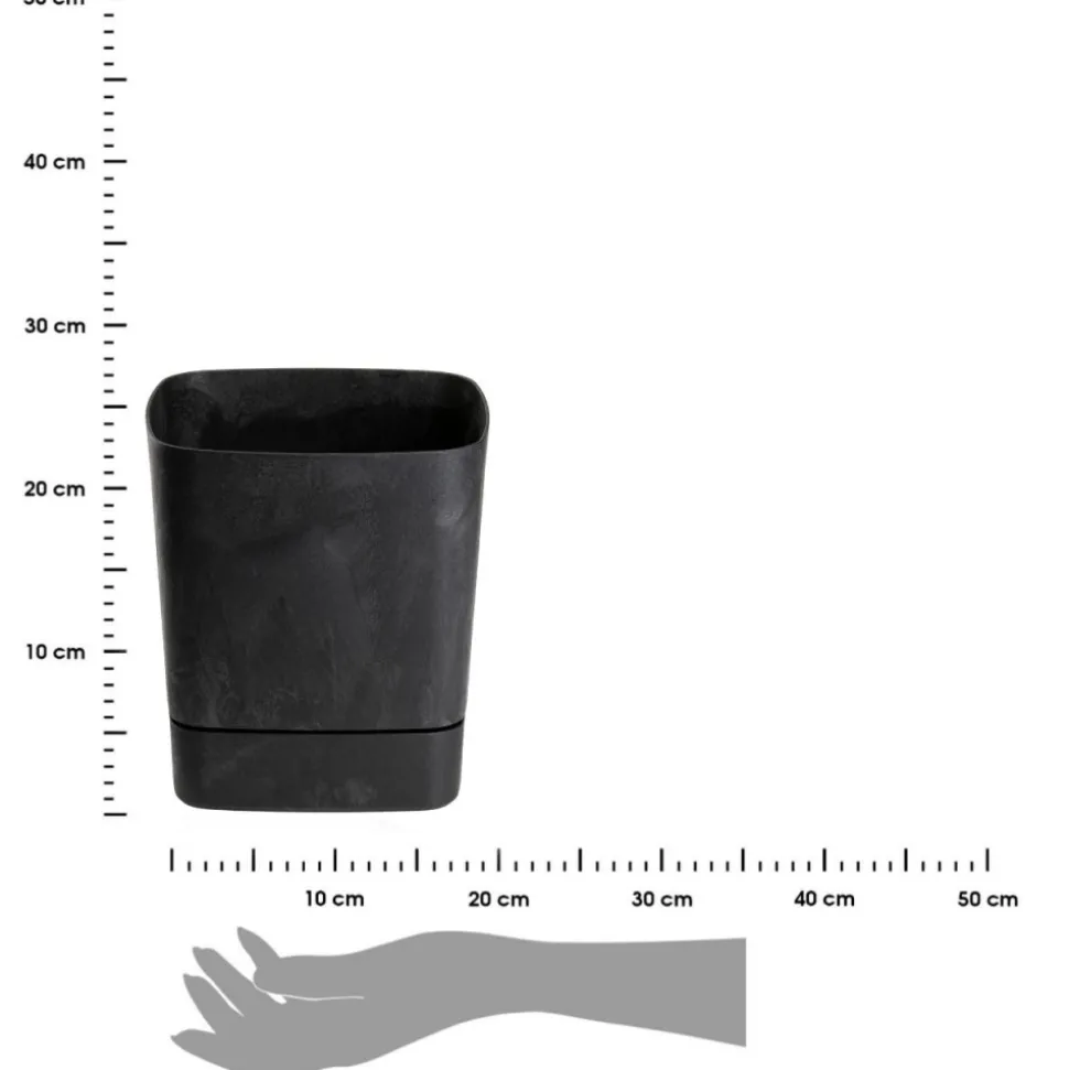 Donica z podstawką CUBI recykling czarny beton 25x25 cm