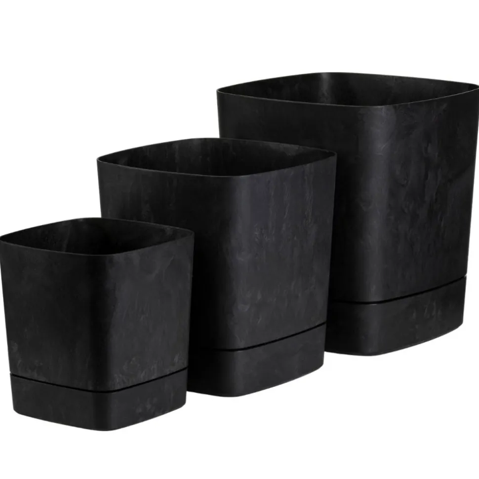 Donica z podstawką CUBI recykling czarny beton 25x25 cm