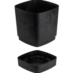 Donica z podstawką CUBI recykling czarny beton 25x25 cm