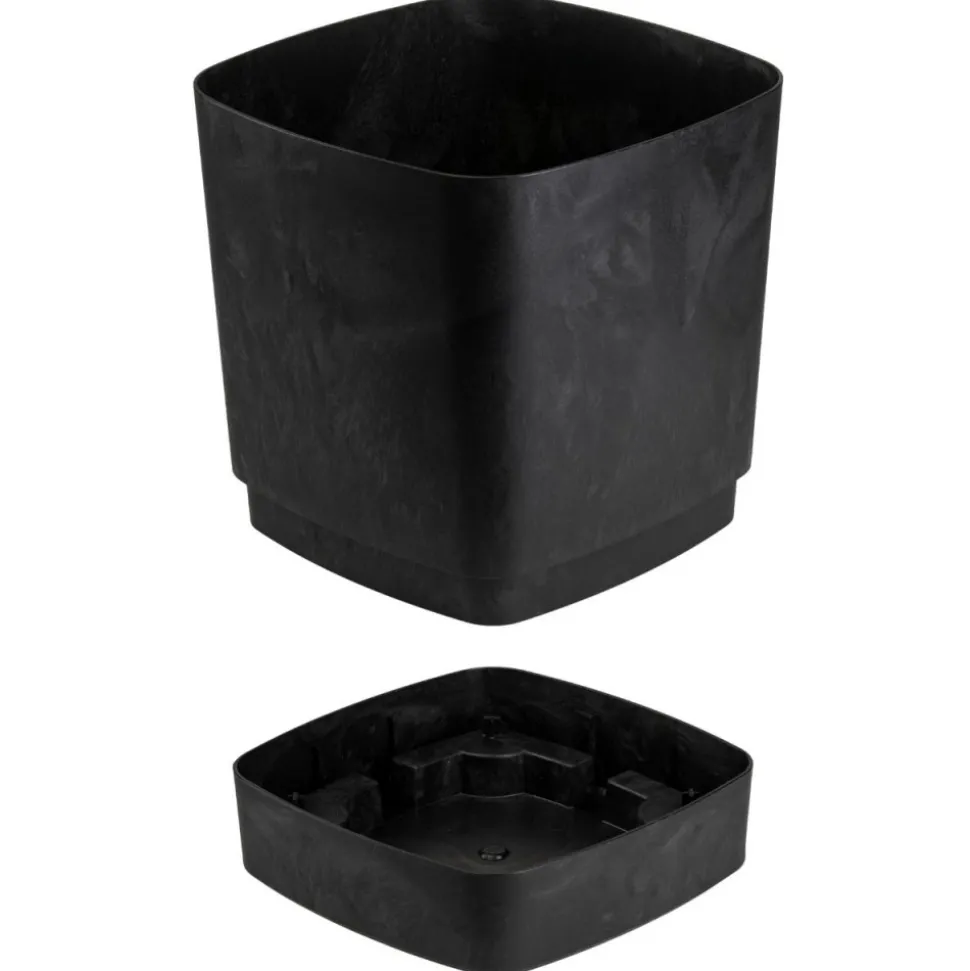 Donica z podstawką CUBI recykling czarny beton 25x25 cm