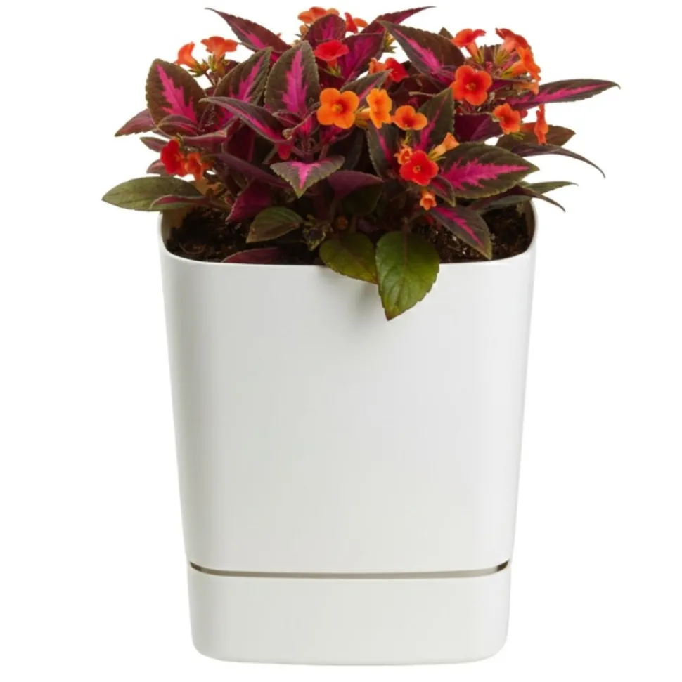 Donica z podstawką CUBI recykling kremowa 19x19 cm