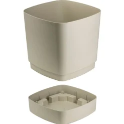 Donica z podstawką CUBI recykling beż 34x34 cm