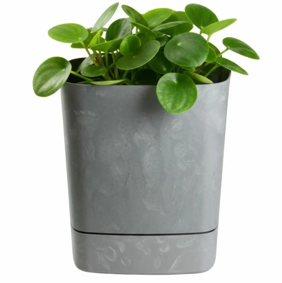 Donica z podstawką CUBI recykling szary beton 16x16 cm