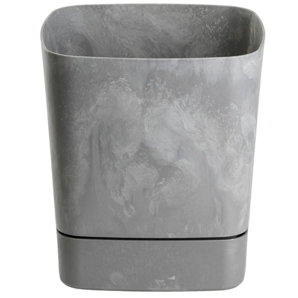 Donica z podstawką CUBI recykling szary beton 16x16 cm