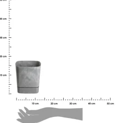 Donica z podstawką CUBI recykling szary beton 16x16 cm
