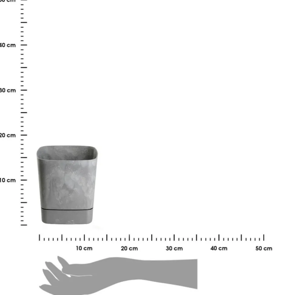 Donica z podstawką CUBI recykling szary beton 16x16 cm