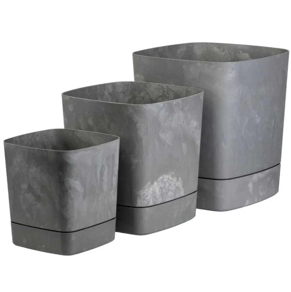 Donica z podstawką CUBI recykling szary beton 30x30 cm