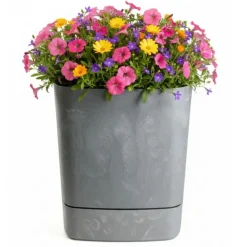 Donica z podstawką CUBI recykling szary beton 30x30 cm