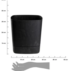 Donica z podstawką CUBI recykling czarny beton 34x34 cm