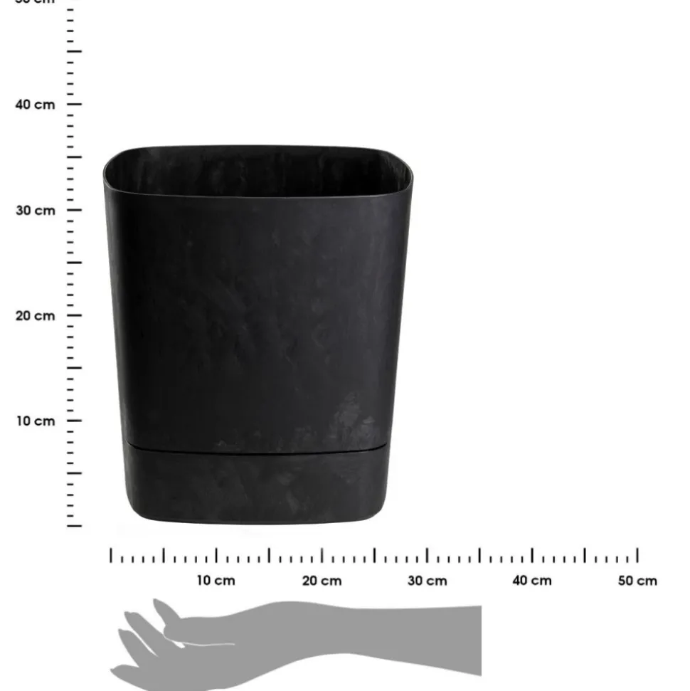 Donica z podstawką CUBI recykling czarny beton 34x34 cm