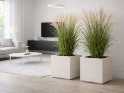 Donica Betonique na kółkach beton recykling beż 40x40xh40 cm * HowHomely Clearance