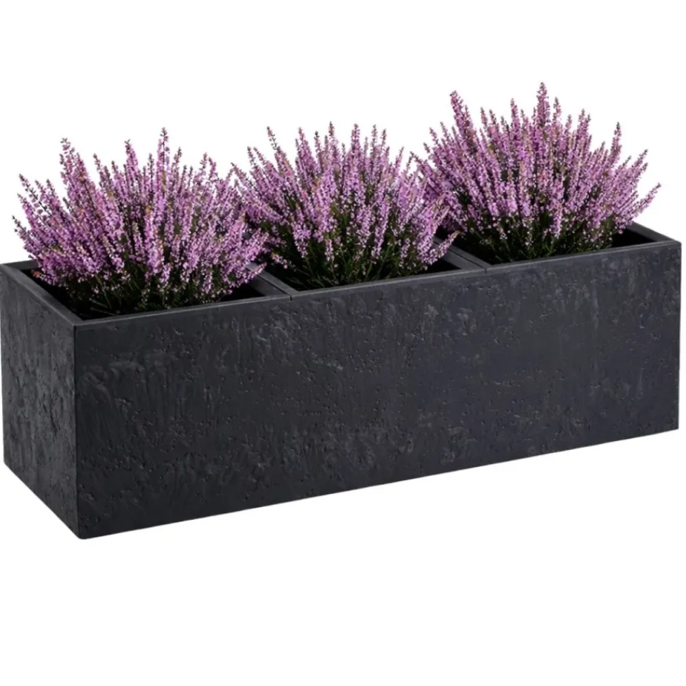Donica Betonique na kółkach czarny beton 90x30xh30 cm * HowHomely Online