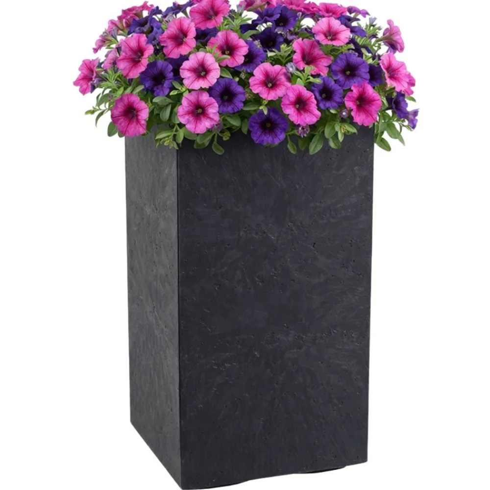 Donica Betonique na kółkach czarny beton 30x30xh60 cm * HowHomely Outlet