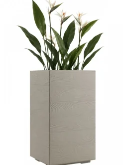 Donica Betonique na kółkach deska recykling beż H60x40 cm * HowHomely Discount