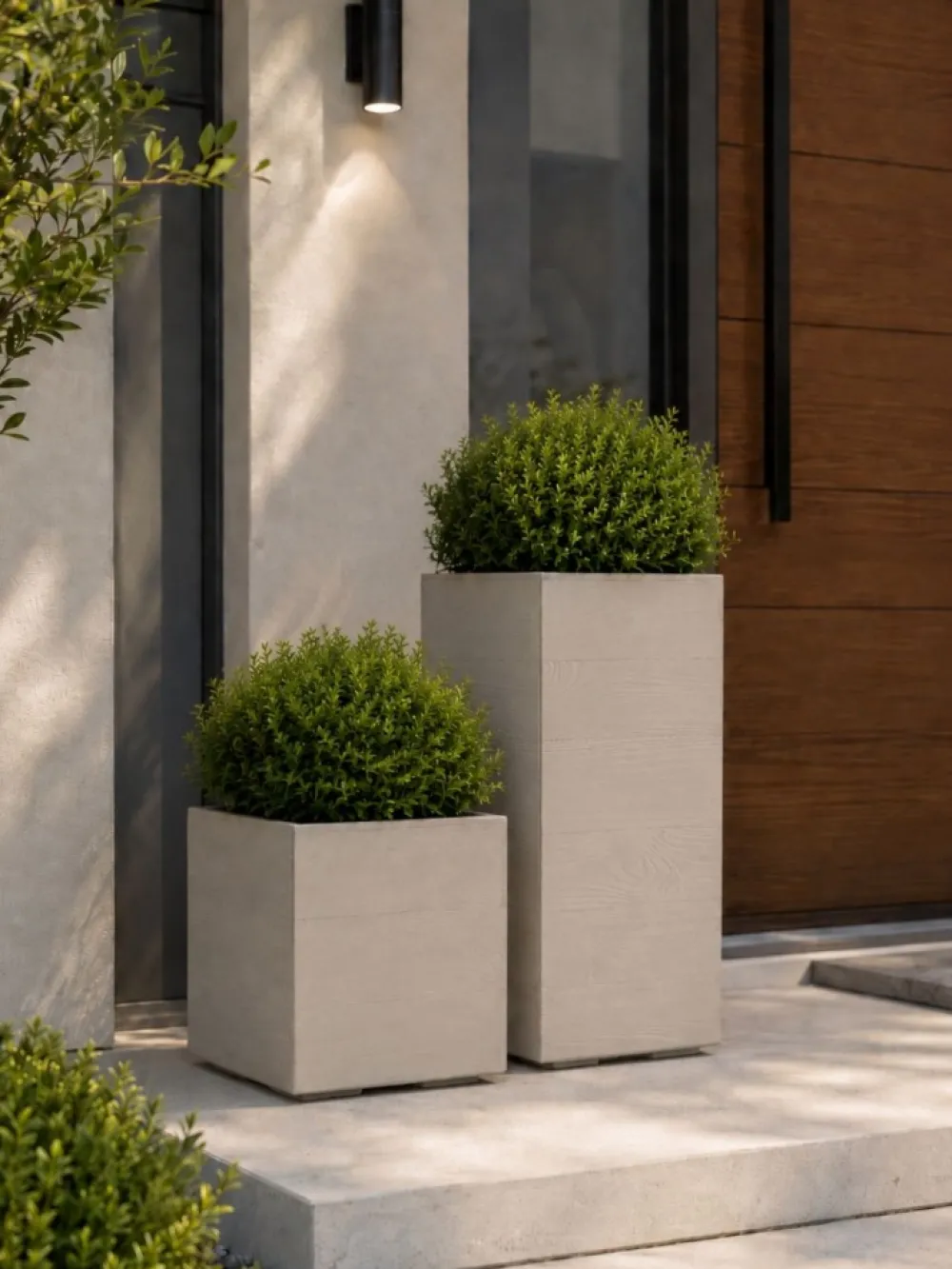 Donica Betonique na kółkach deska recykling beż H60x40 cm * HowHomely Discount