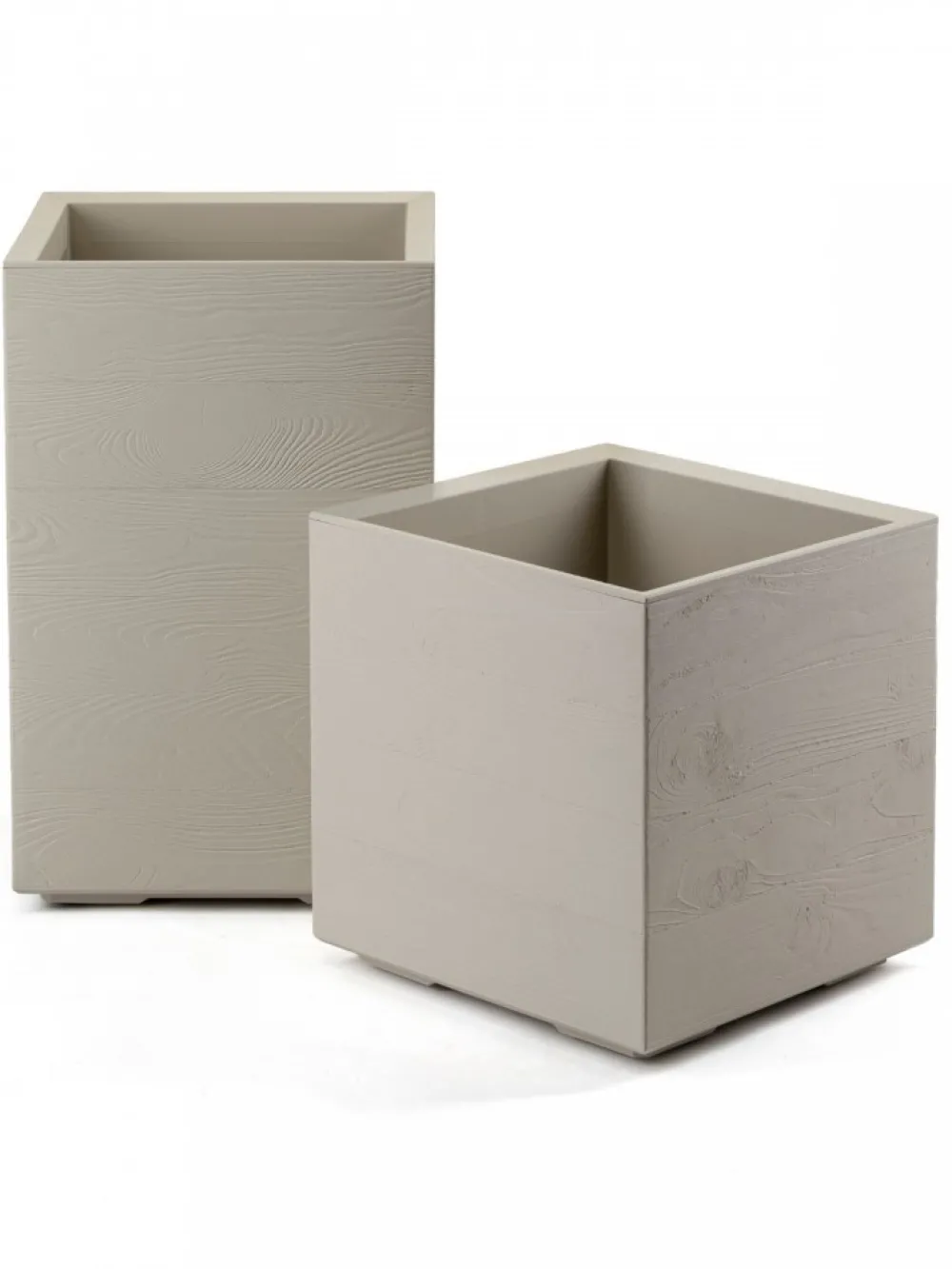 Donica Betonique na kółkach deska recykling beż 40x40xh40 cm * HowHomely Online