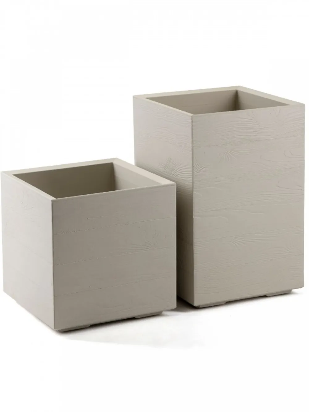 Donica Betonique na kółkach deska recykling beż 40x40xh40 cm * HowHomely Online
