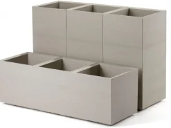 Donica Betonique na kółkach deska recykling beż 90x30xh30 cm * HowHomely Sale